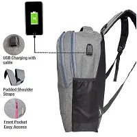 Canvas Laptop Backpack For Office Grey, USB Port Bag For Men and Women-thumb2