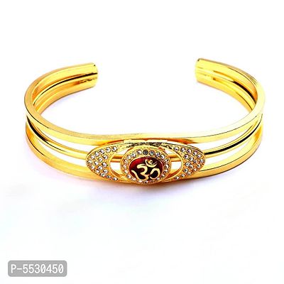 High Quality Gold Plated Brass Om Mens Kada (adjustable Size)