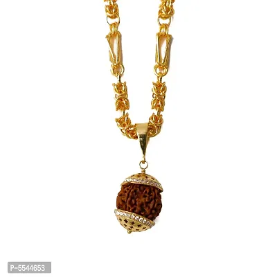 Dipali Rudraksh Pendant Chain Gold Plated, Necklace For Men/Boys-thumb0