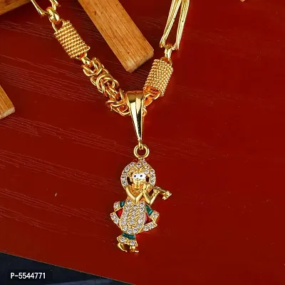 Dipali Stainless Steel Krishnaji Pendant Chain Gold Plated, Necklace For Men/Boys