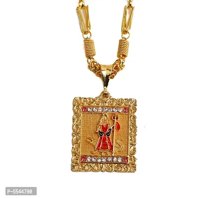 Dipali Stainless Steel Jay Khodiyar Ma Pendant Chain Gold Plated, Necklace For Men/Boys