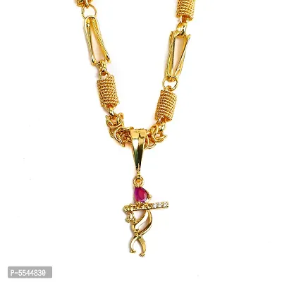 Dipali Stainless Steel Krishnaji Pendant Chain Gold Plated, Necklace For Men/Boys-thumb0
