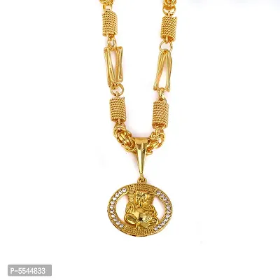 Dipali Stainless Steel Ganpati  Pendant Chain Gold Plated, Necklace For Men/Boys