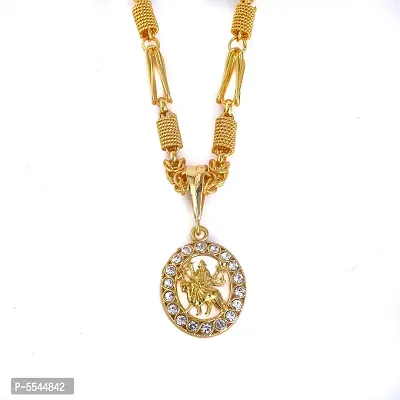 Dipali Stainless Steel Jay Ambe Ma Pendant Chain Gold Plated, Necklace For Men/Boys