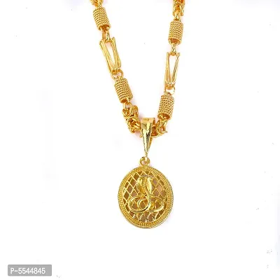 Dipali Stainless Steel Nag Devta Pendant Chain Gold Plated, Necklace For Men/Boys