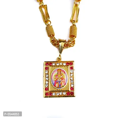 Dipali Stainless Steel Jay Hanuman Dada Pendant Chain Gold Plated, Necklace For Men/Boys-thumb0