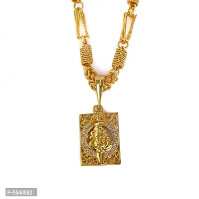 Dipali Stainless Steel Ganpati Pendant Chain Gold Plated, Necklace For Men/Boys