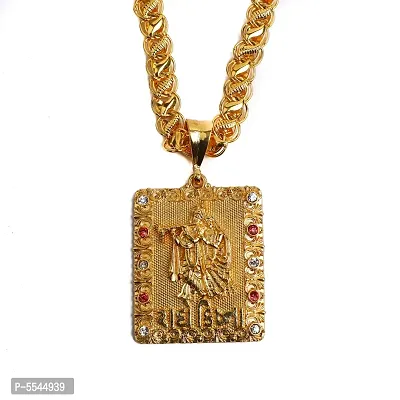 Dipali Stainless Steel Radhe Krishna Pendant Chain Gold Plated, Necklace For Men/Boys-thumb0