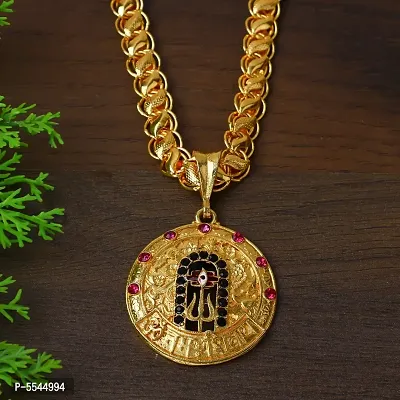 Dipali Trishul God Pendants For Men Gold Plated Chain Pendant For Men-thumb0