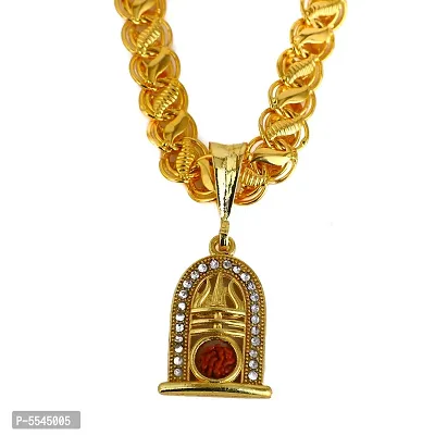 Dipali Trishul With Rudraksh God Pendants For Men Gold Plated Chain Pendant For Men-thumb0