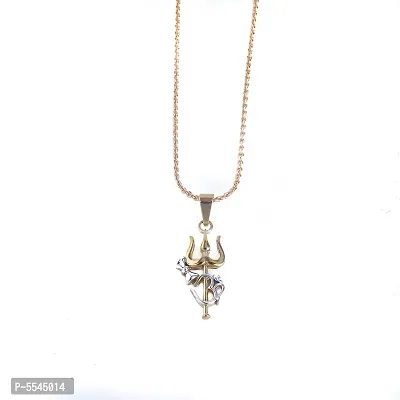 Dipali Trishul God Pendants For Men Gold Plated Chain Pendant For Men