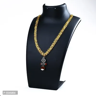 Dipali Trishyul With Damru God Pendants For Men Gold Plated Chain Pendant For Men
