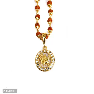 Dipali Imitation Rudraksh Mala With Gold Plated Ambe Ma Inspired Pendant Set For Men Boys