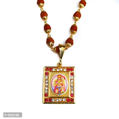 Dipali Hanumanji  Locket With Puchmukhi Rudraksha Mala Gold-Plated Brass,For Men And Boys