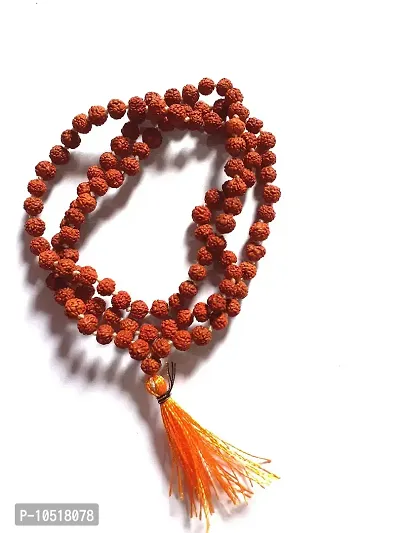 CHEZEL Lab Certified 5 Mukhi Rudraksha Mala japa mala (108+1) Nepal Bead Unisex Neckwear (6mm)-thumb0