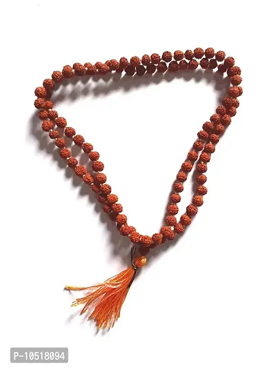 CHEZEL Lab Certified 5 Mukhi Rudraksha Mala (108+1) Small Nepal Bead (2 mm) with Gomukhi Bag-thumb0