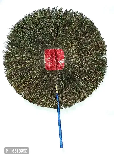 CHEZEL? Most Beautiful Peacock Feather Hand Fan Graha and Dristi Dosa Nasak 12 Inches-thumb2