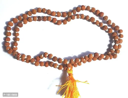 CHEZEL 5 Mukhi Rudraksha Mala in 108+1 Beads (Brown)