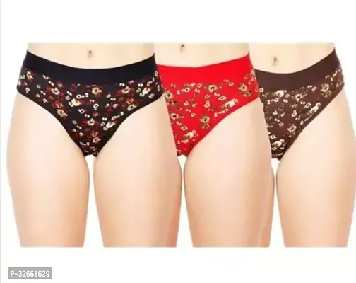 Stylish Cotton Blend Printed Briefs For Women Pack Of 3