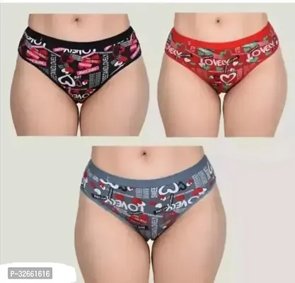 Stylish Cotton Blend Printed Briefs For Women Pack Of 3-thumb0