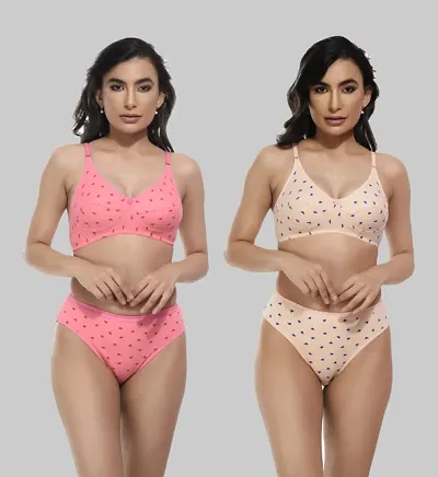 Buy Benivogue Cotton Panty Cotton Bras Set for Girl's , Floral Heart Printed  Women Lingerie Innerwear Set for Every Use, Pure Cotton Bra Penty Set of 2  Online In India At Discounted Prices