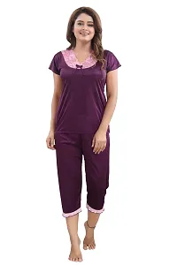 Trendy Womens Satin 4Pcs Night Wear Set-thumb1