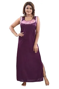 Trendy Womens Satin 4Pcs Night Wear Set-thumb3