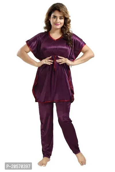 Fancy Satin Night Suit for Women-thumb0