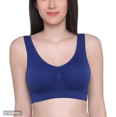 Krishna Creation Women's Cotton Non-Padded Non-Wired Regular Sports Bra (Multicolor) (Pack of 3) Size :--thumb3