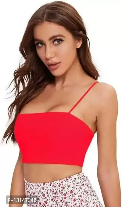 Krishna Creation Women's Cotton Padded Non-Wired Regular Everyday Bra (Red) (Pack of 1} Size :- 30-thumb0