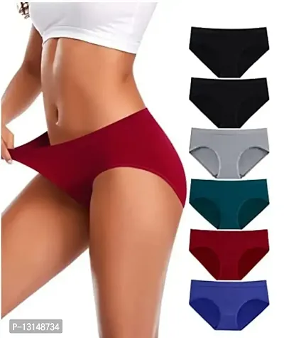 Krishna Creation Women's Cotton Regular Seamless Everyday Panty {Multicolored} (Pack of 3} Size :- L