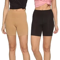 Krishna Creation Satin High Waisted Tummy Tucker Women Belly Fat Shapewear for Full Body Shapewear for Women Tummy and Thigh Slimming (Multicolored) (Pack of 2} Size :--thumb2