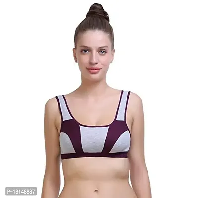 Krishna Creation Women's Cotton Non-Padded Non-Wired Regular Sports Bra (Multicolor) (Pack of 6 Size :- 30-thumb3