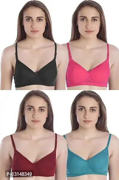 Buy Krishna Creation Women's Cotton Padded Non-Wired Regular Everyday Bra  (Multicolor [Pack of 3} Size :- Online In India At Discounted Prices