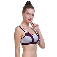 Krishna Creation Women's Cotton Non-Padded Non-Wired Regular Sports Bra (Multicolor) (Pack of 6 Size :- 30-thumb3