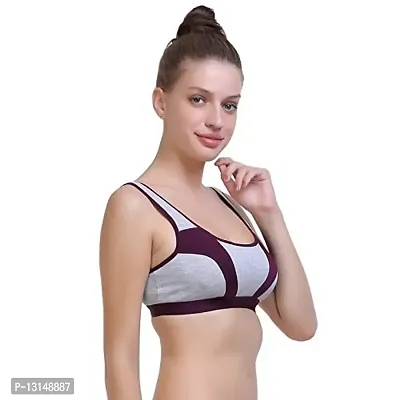 Krishna Creation Women's Cotton Non-Padded Non-Wired Regular Sports Bra (Multicolor) (Pack of 6 Size :- 30-thumb4