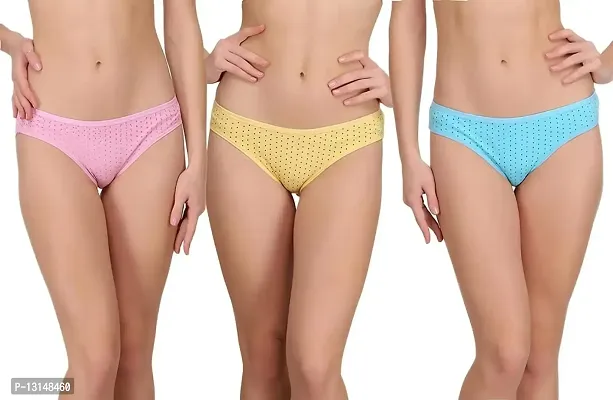 Krishna Creation Women's Cotton Regular Seamless Everyday Panty (Multicolored) [Pack of 3} Size :- 2XL