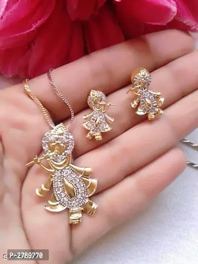 Charming Brass Krishna Pendant set-thumb0