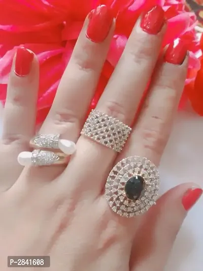 Trendy American Diamond Women's Finger Ring combo set-thumb0