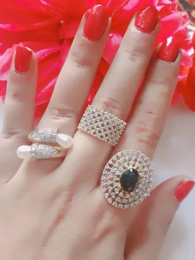 Trendy American Diamond Women's Finger Ring combo set