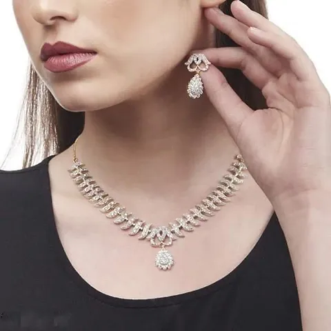 Latest Attractive Alloy American Diamond Jewellery Set