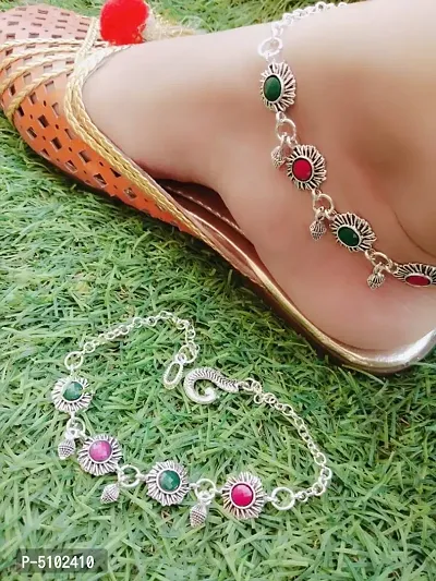 Trendy Beautiful Brass Silver Plated Anklets-thumb0