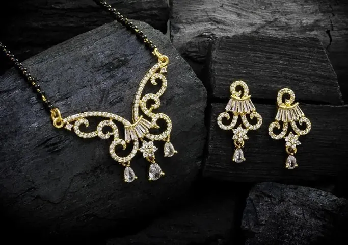 Partywear Alloy American Diamond Mangalsutra Set