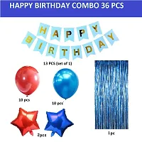 Happy Birthday Decorations For Boys - Blue Red Colour Birthday Balloons For Decoration Kit, Foil Curtain, Star Foil Balloon, Happy Birthday Banner For Kids Bday -Baloons For Decor-36Pcs-thumb1