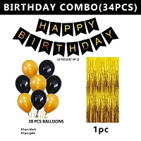 Happy Birthday Banner Decoration Kit 34Pcs Set For Boys Husband Balloons Decorations Items Combo With Metallic Balloons And Foil Curtain-thumb1