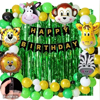 Balloon Decoration for Birthday Boy 51 pcs kit combo Animal Theme Birthday Party Decorations , Jungle Theme Birthday Decoration for Girl and Boy.
