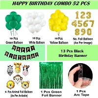 Jungle Theme Birthday Decoration 1st / 1 Year Birthday Decoration for Girl and Boy 52 Items Kit Combo 6 Animal foil Balloons.-thumb2