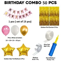 Pink Happy Birthday Decoration Kit For Girls Wife Girlfriend 48Pcs Combo Set Banner Golden Foil Curtain Balloon Metallic Confetti Girls Birthday Decoration Items Kids Birthday Decoration Items-thumb3