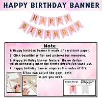 Pink Happy Birthday Decoration Kit For Girls Wife Girlfriend 48Pcs Combo Set Banner Golden Foil Curtain Balloon Metallic Confetti Girls Birthday Decoration Items Kids Birthday Decoration Items-thumb2