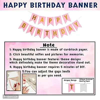 Pink Happy Birthday Decoration Kit For Girls Wife Girlfriend 48Pcs Combo Set Banner Golden Foil Curtain Balloon Metallic Confetti Girls Birthday Decoration Items Kids Birthday Decoration Items-thumb3